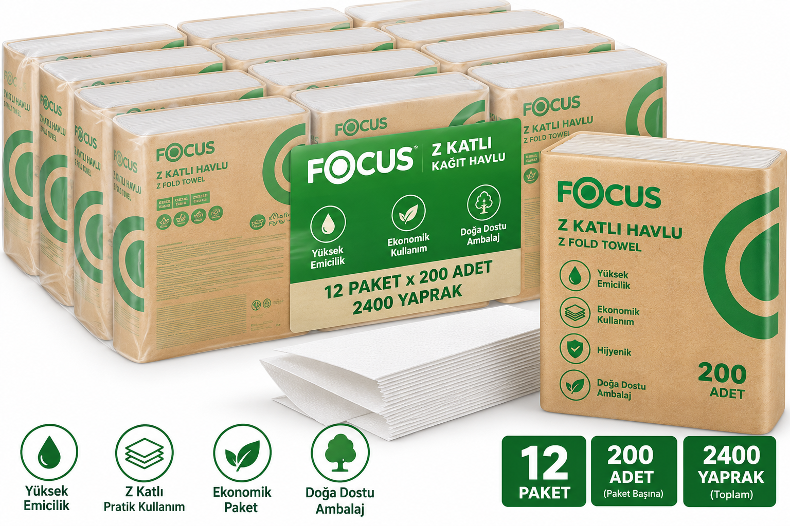 FOCUS OPTİMUM 12*200 Z KATLI HAVLU