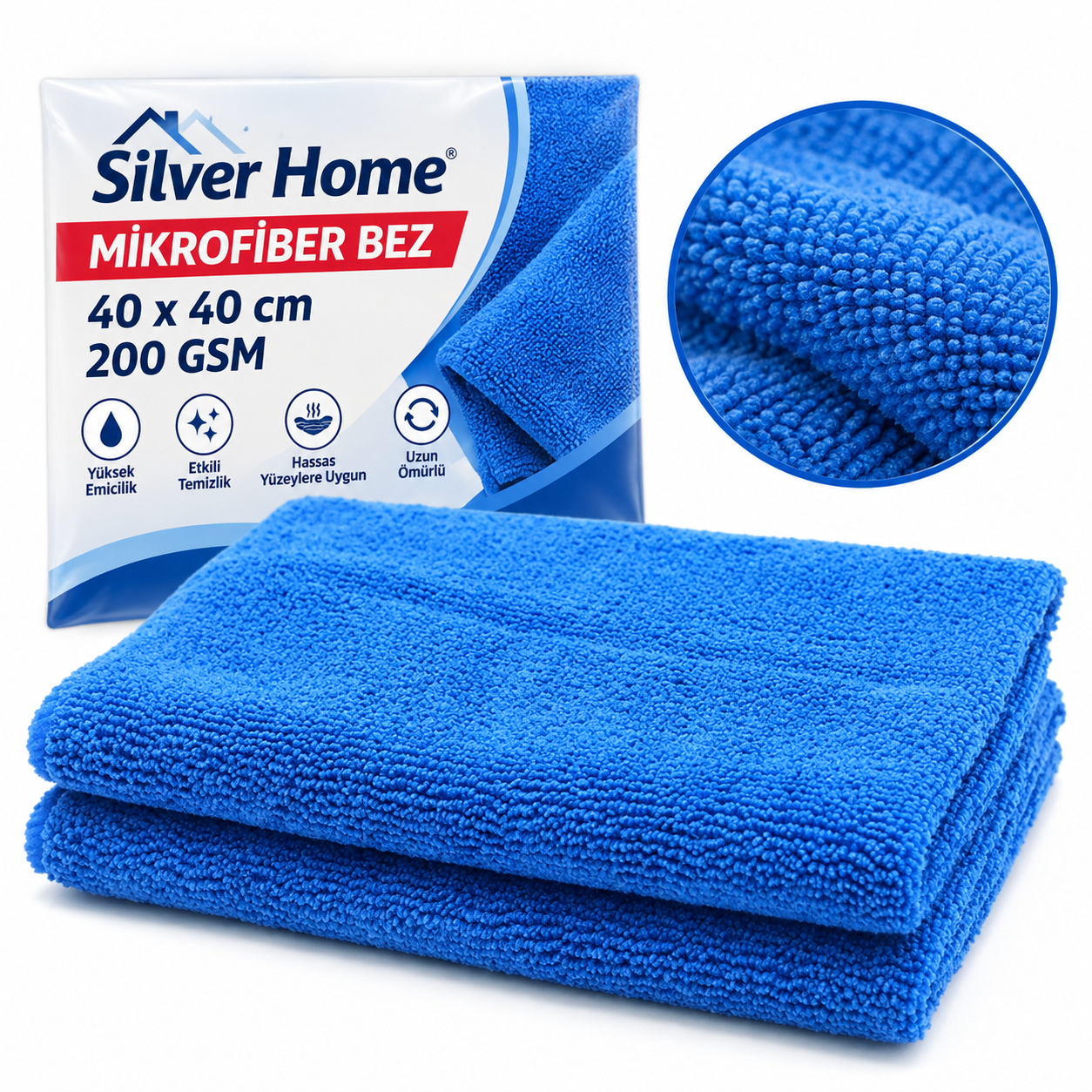 SİLVER HOME MİKROFİBER BEZ 40*40 200 GSM HAVLU